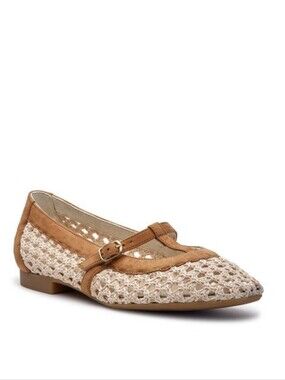 Paul Green Cream Crochet Mary Jane Flats